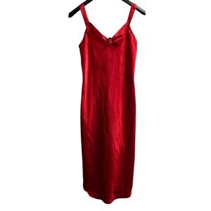 Vintage California Dynasty Y2K Slip Dress Women S Red Satin Maxi Midi Vamp Fairy